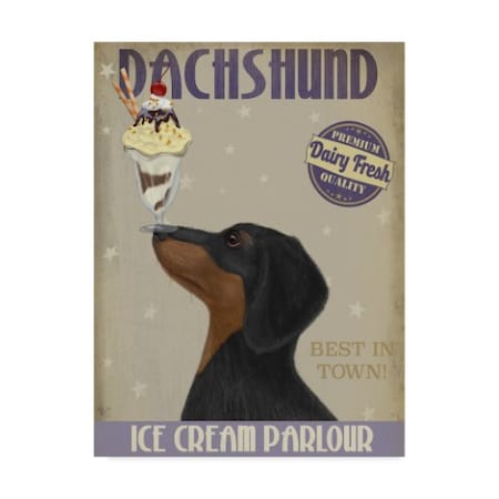 Fab Funky 'Dachshund, Black And Tan, Ice Cream' Canvas Art,24x32